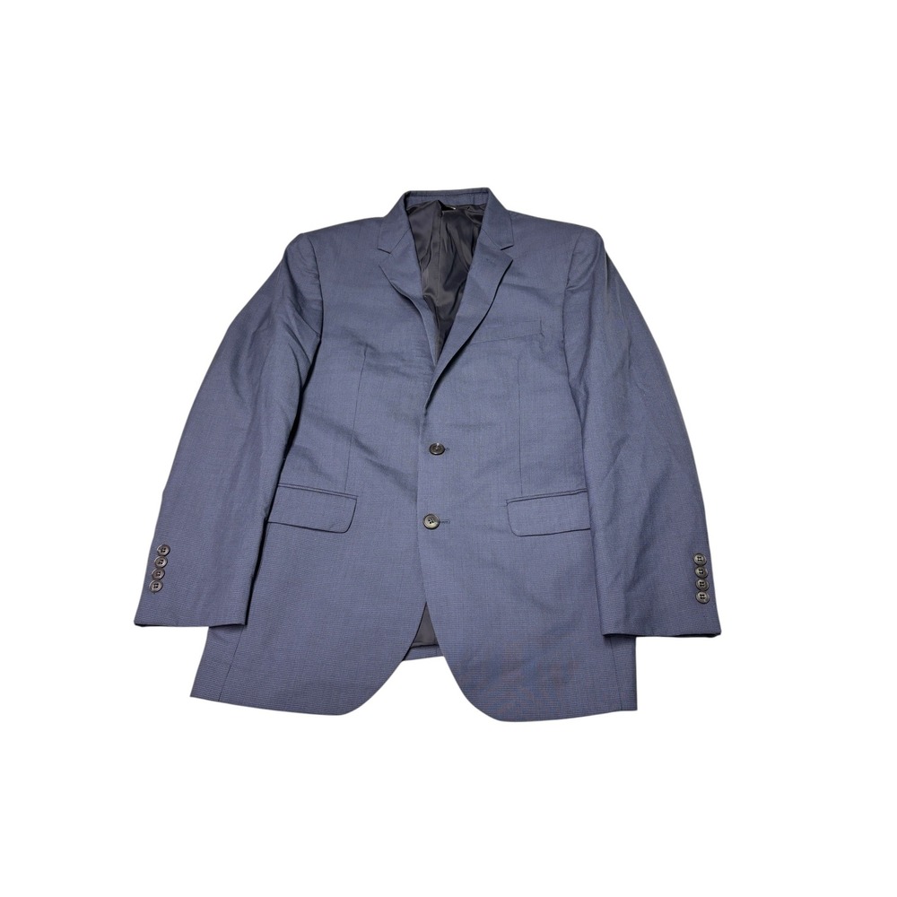Jos. A. Bank Traveler Blue Mini-Check 100% Wool Slim Fit Mens 41R Greenwich